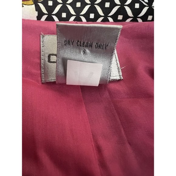 Chico's Quilted Blazer Jacket Button Front Sz 1 Med Orange Black Mixed Print - Picture 9 of 9